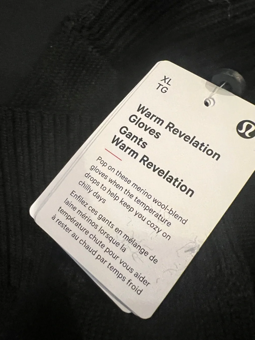 Lululemon Warm Revelation Gloves Black XL Merino Wool Blend